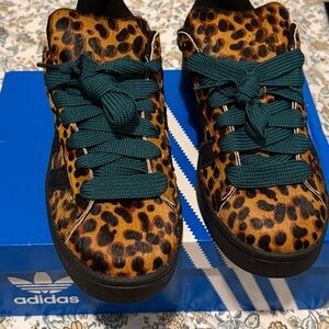 adidas Leopard-Print Sneakers with Teal Laces